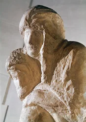 Rondanini Pieta, Detail der Köpfe von Christus und Maria